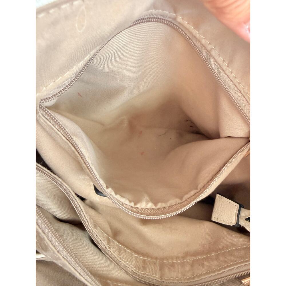 Gussaci Cream Faux Leather Woven Detail Hobo Shoulder Bag Boho Large Tote Zip - Picture 13 of 16